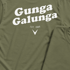 Gunga Galunga 1980 Back Print Tee, print close-up on Military Green