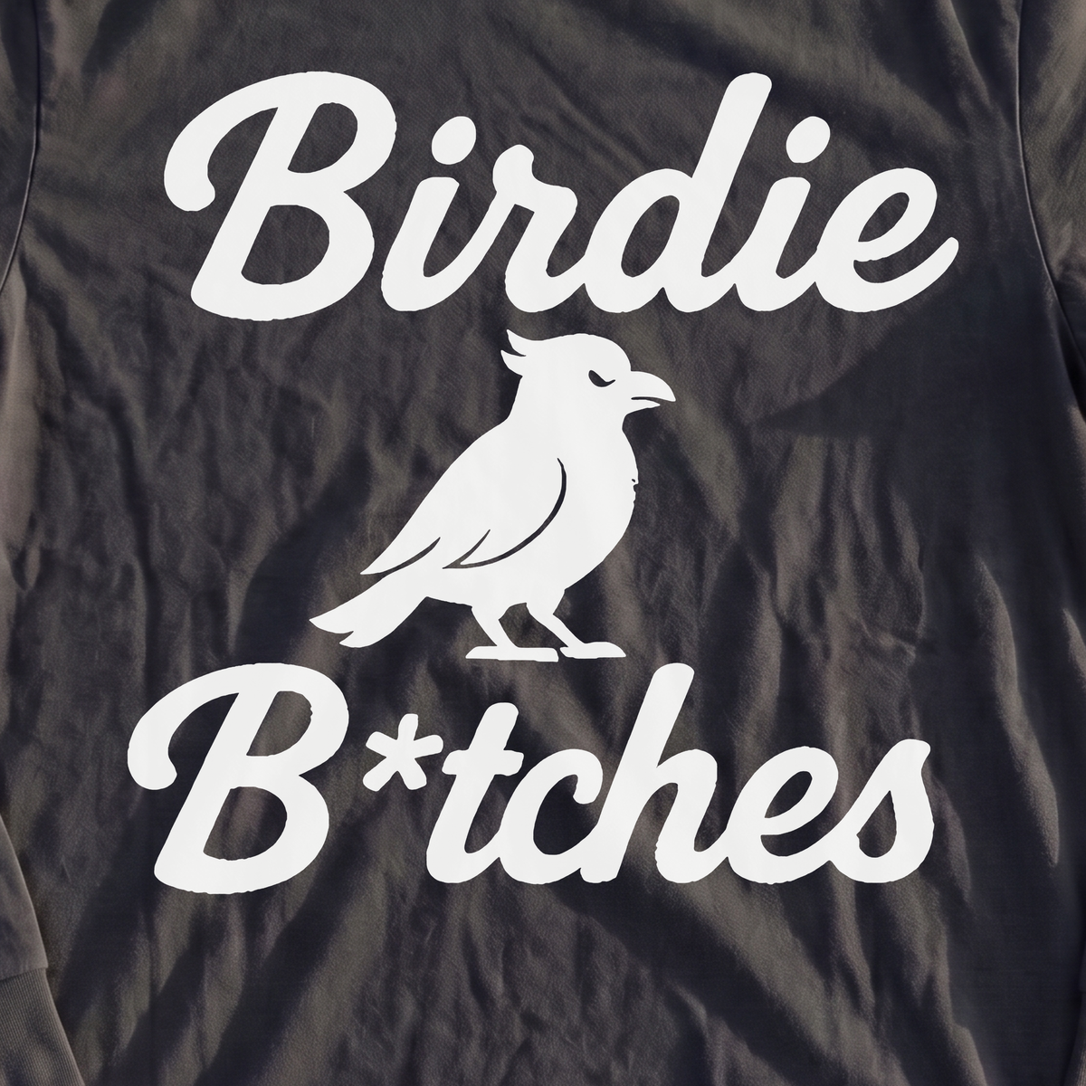 Birdie B*itches Long Sleeve Tee, print close-up on Black