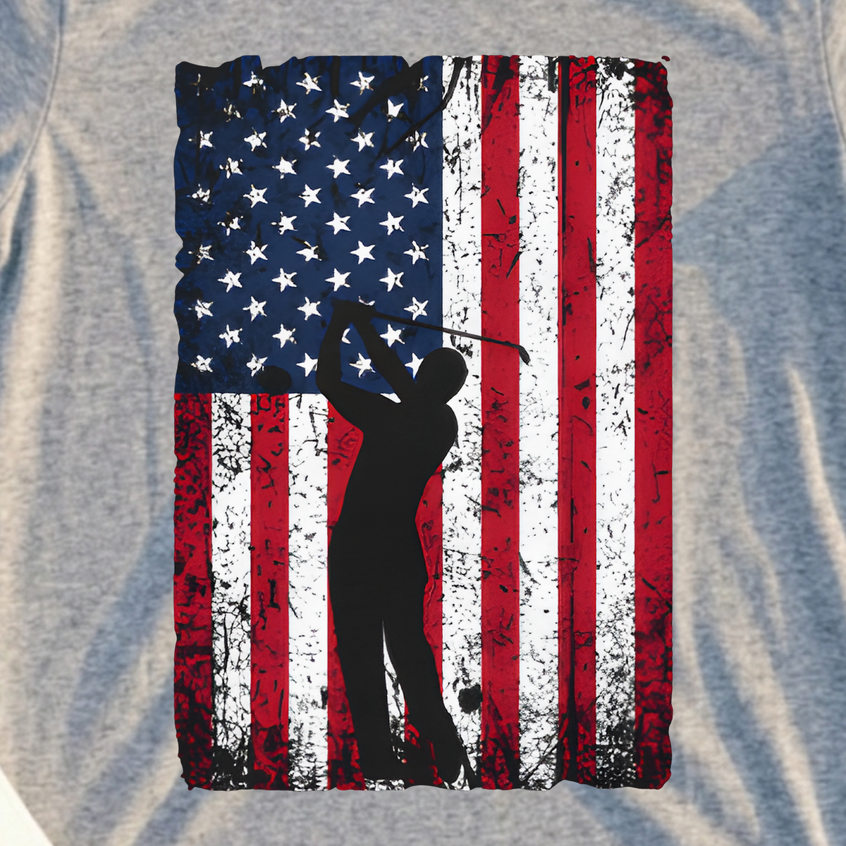 Flag Swing Tee, print close-up on Sport Grey