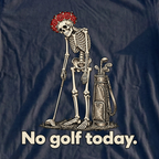 No Golf Today Skeleton Tee, print close-up on Navy