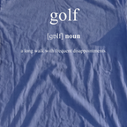Golf Definition Premium Tee, print close-up on Mystic Blue