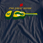 The Great Divide Tee, print close-up on Navy