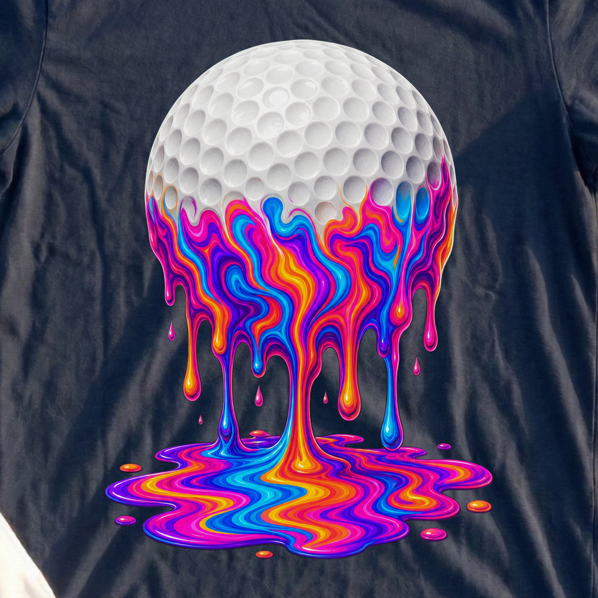 The Melt Down Tee, print close-up on Navy