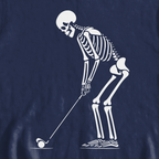 Skeleton Golfer Sweatshirt, print close-up on Navy