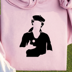 Ty Webb Silhouette Hoodie, print close-up on Light Pink