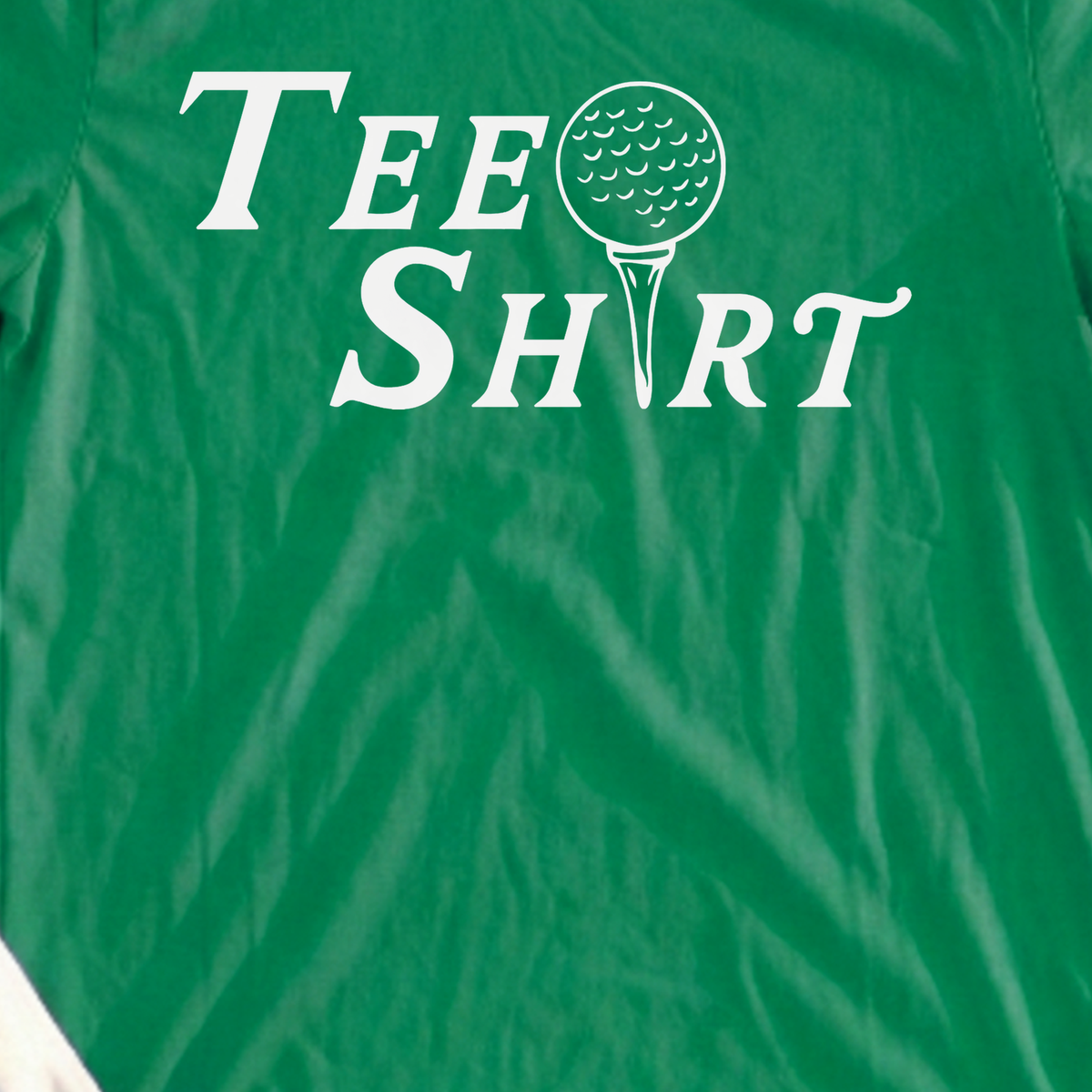 Tee Shirt Tee, print close-up on Irish Green