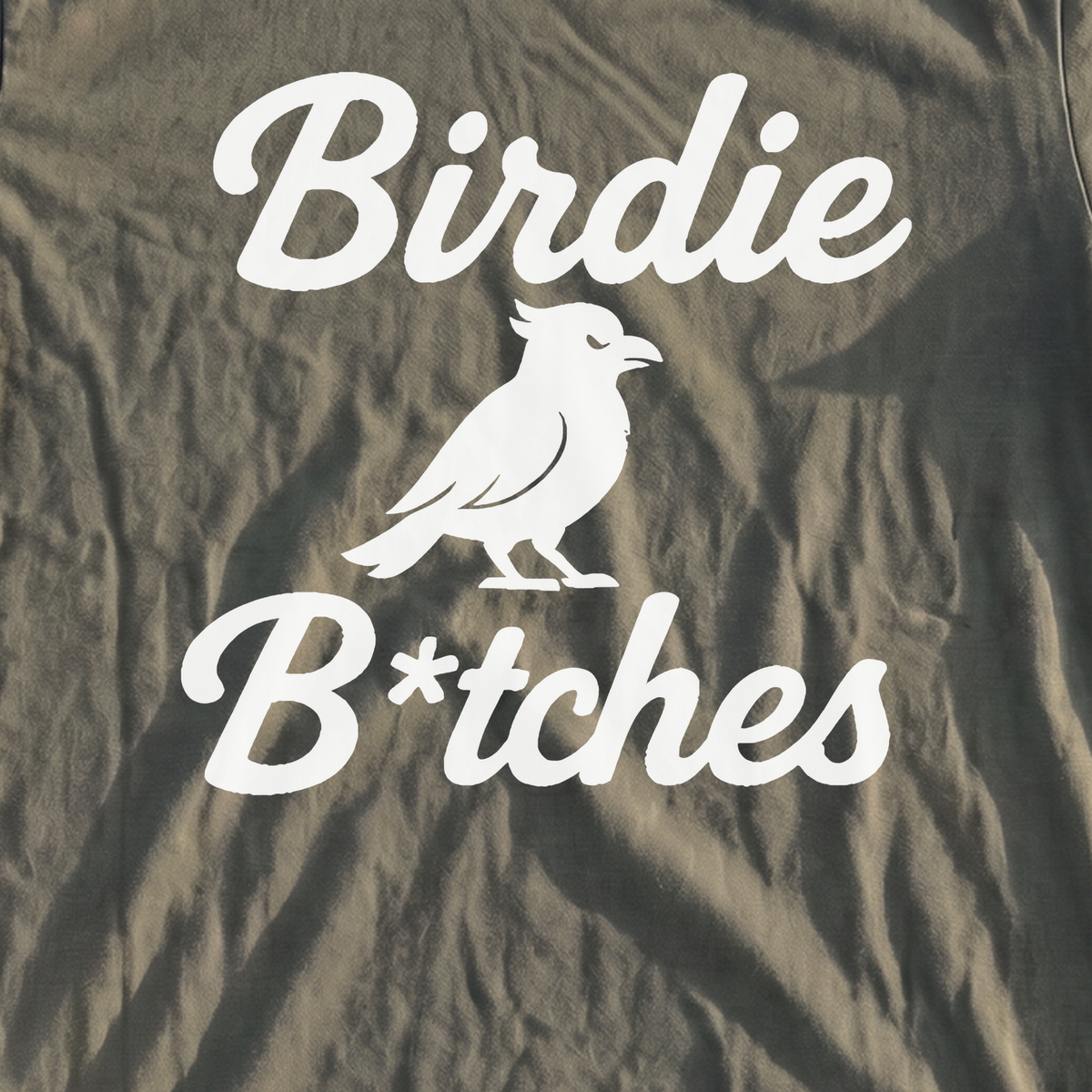 Birdie B*itches Premium Tee, print close-up on Moss