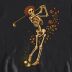 Rose Skeleton Swing Sweatshirt, print close-up on Black