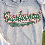 Bushwood Jersey Hoodie, print close-up on Sport Grey