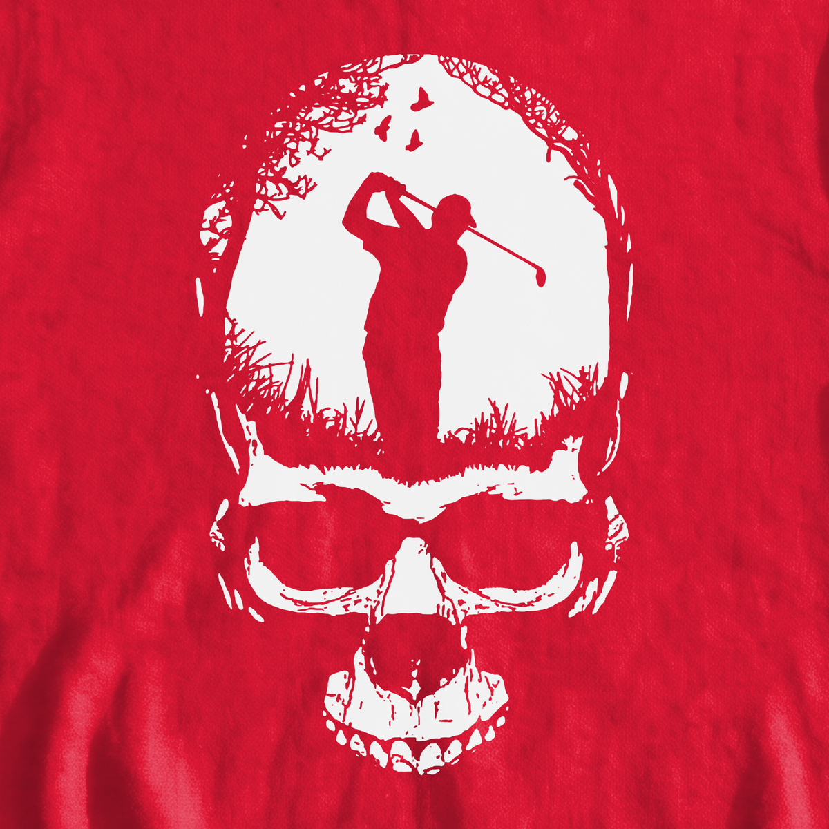 Skull Silhouette Sweatshirt, print close-up on Red