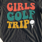 Girls Golf Trip Tee, print close-up on Black