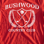 Bushwood Country Club Long Sleeve Tee, print close-up on Red
