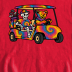 Tie Dye Golf Cart Sweatshirt, print close-up on Red