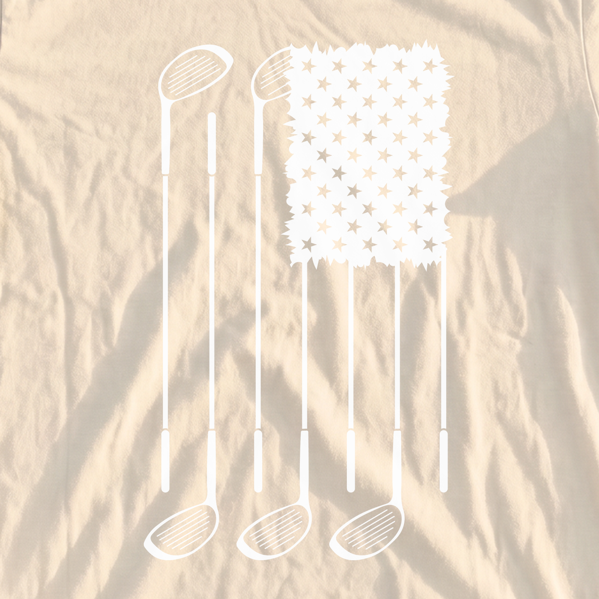 USA Flag Clubs & Stars Heavyweight Tee, print close-up on Ivory