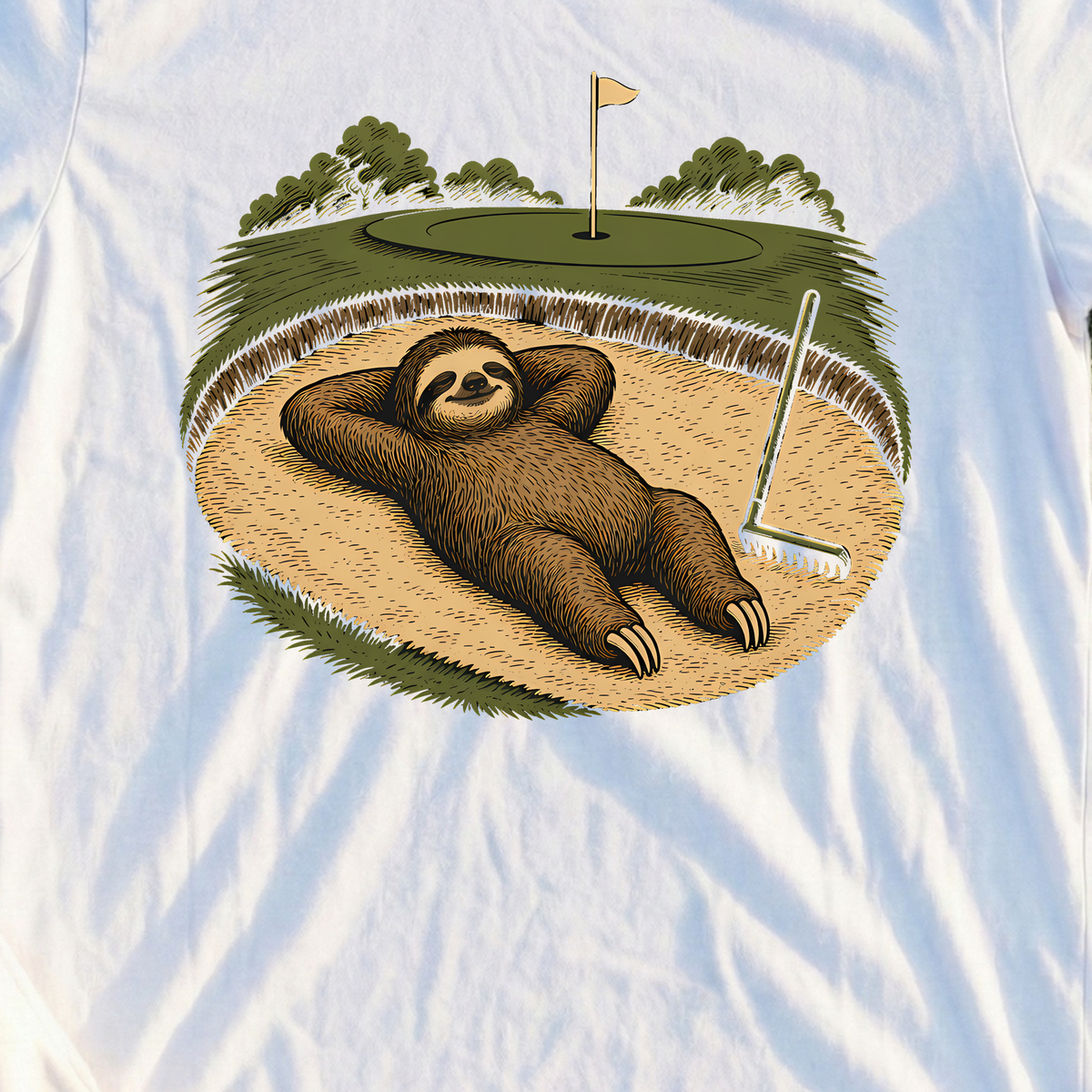 Sandbagging It Tee, print close-up on White
