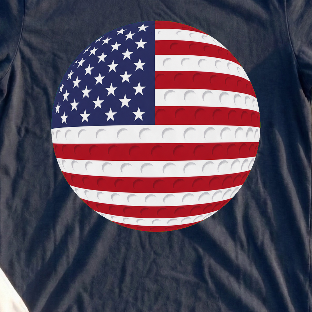 Old Glory Golf Ball Tee, print close-up on Navy