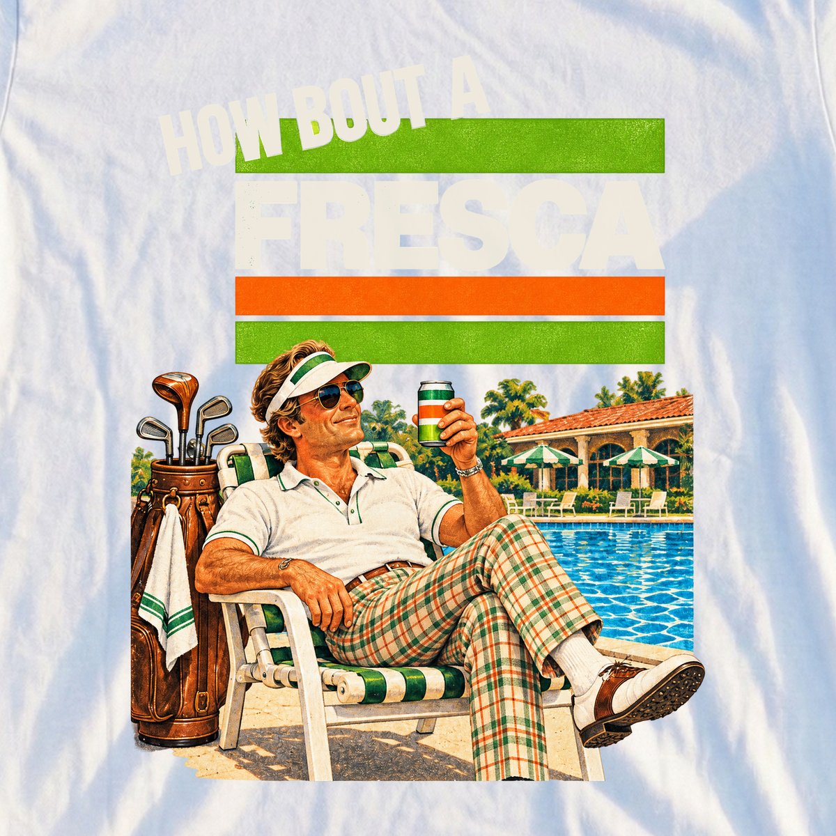 How Bout A Fresca 1980 Ad Tee, print close-up on White
