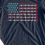 Tees And Irons Flag Tee, print close-up on Navy