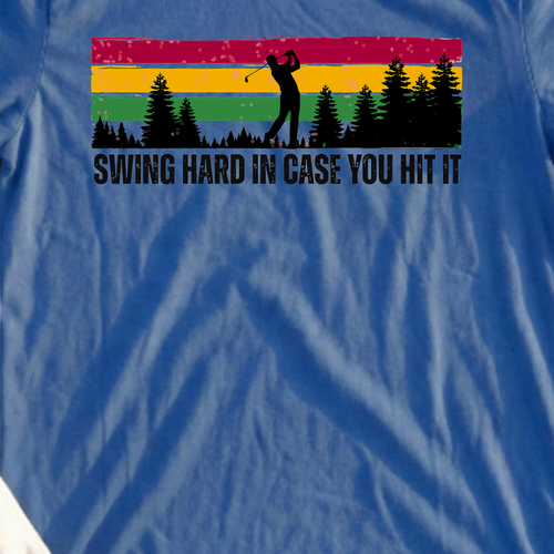Swing Hard Tee, print close-up on Royal