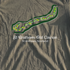 St Andrews Course Map Premium Tee, print close-up on Moss