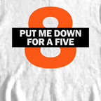 Put Me Down For a Five Sweatshirt, print close-up on White