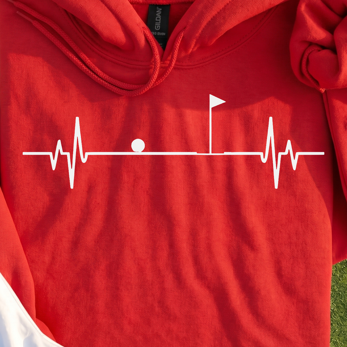 Flag EKG Hoodie, print close-up on Red