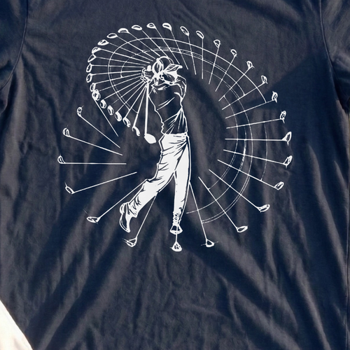 Pure Swing Tee, print close-up on Navy