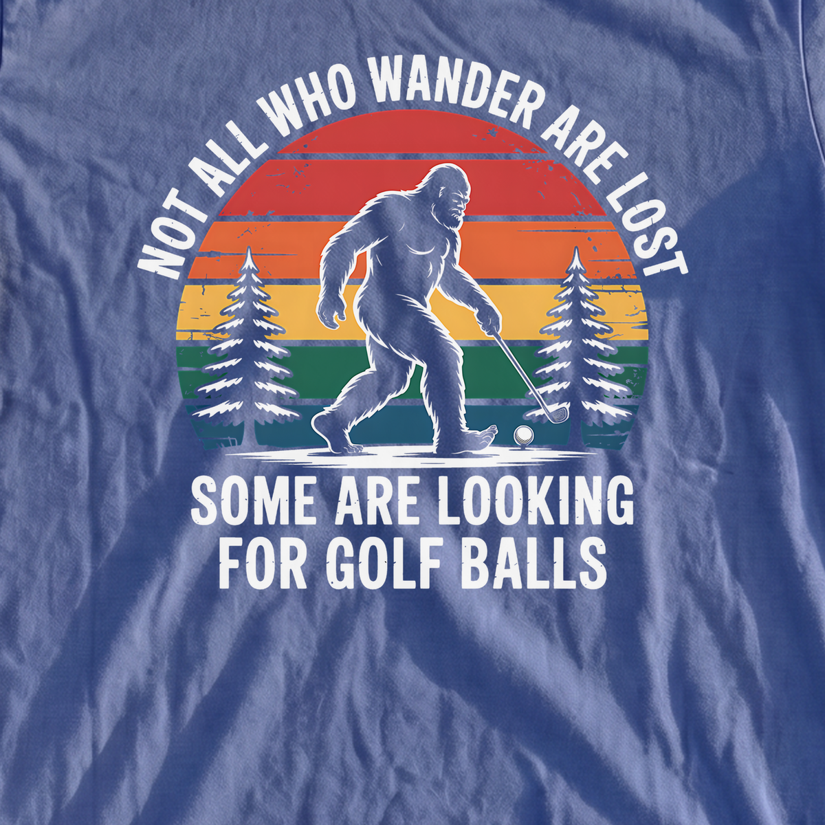Wandering Sasquatch Premium Tee, print close-up on Mystic Blue
