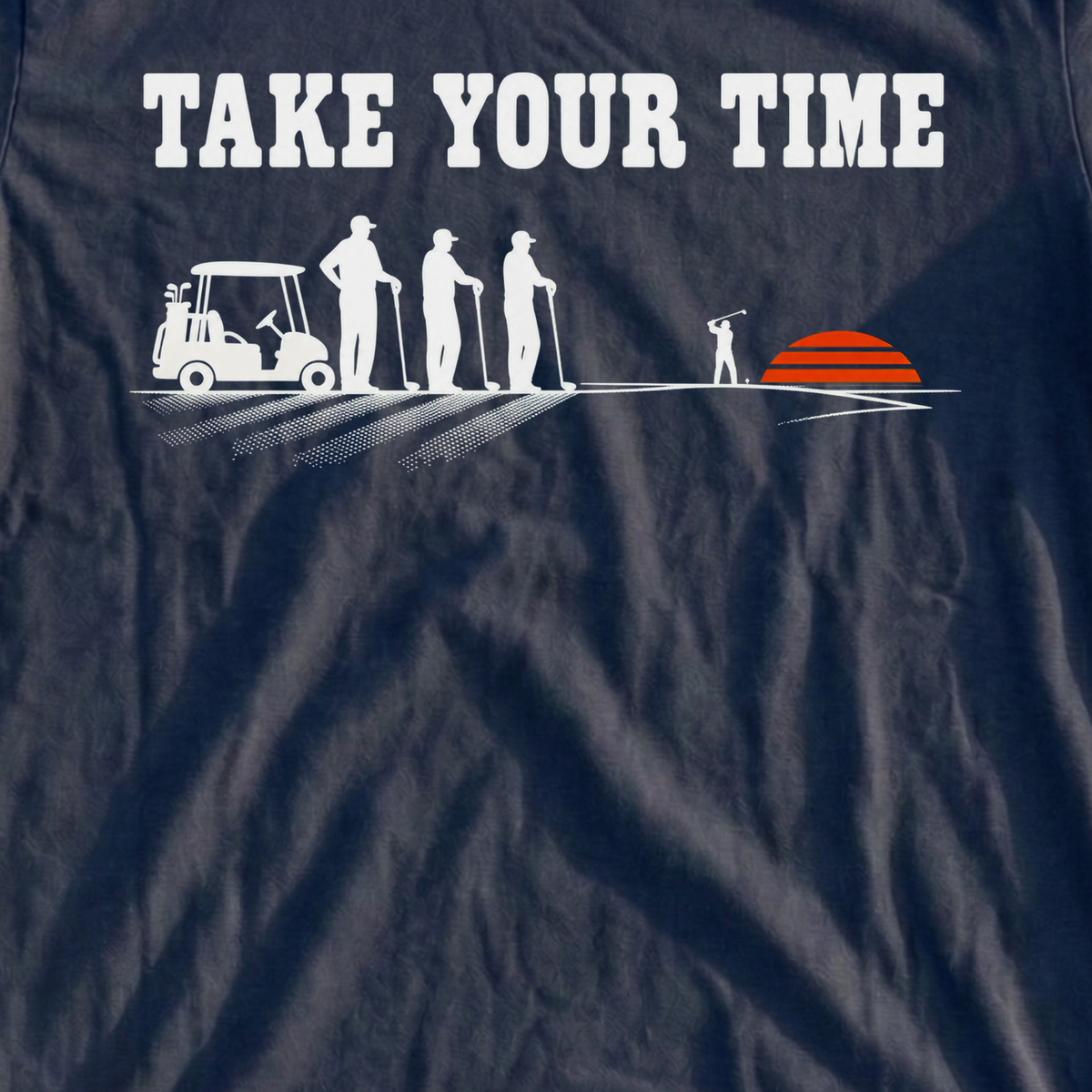 Take Your Time Tee, print close-up on Navy