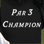 Par 3 Champion Hoodie, print close-up on Black