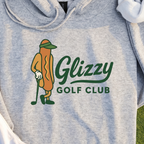 Glizzy Golf Club Hoodie, print close-up on Sport Grey