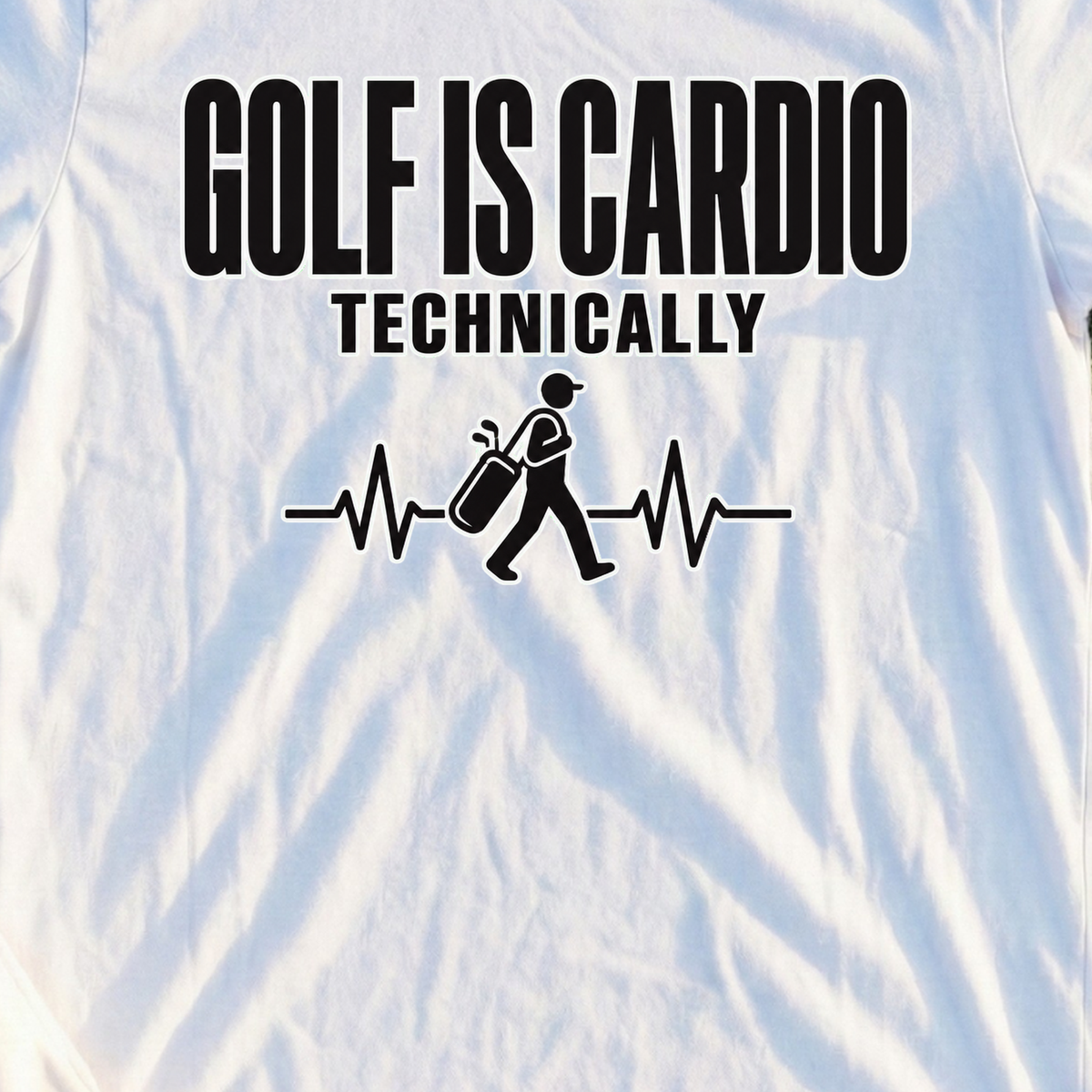 Golf Is Cardio, Pulse Line Walker Tee, print close-up on White