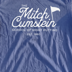 Mitch Cumstein School Of Night Putting Premium Tee, print close-up on Mystic Blue