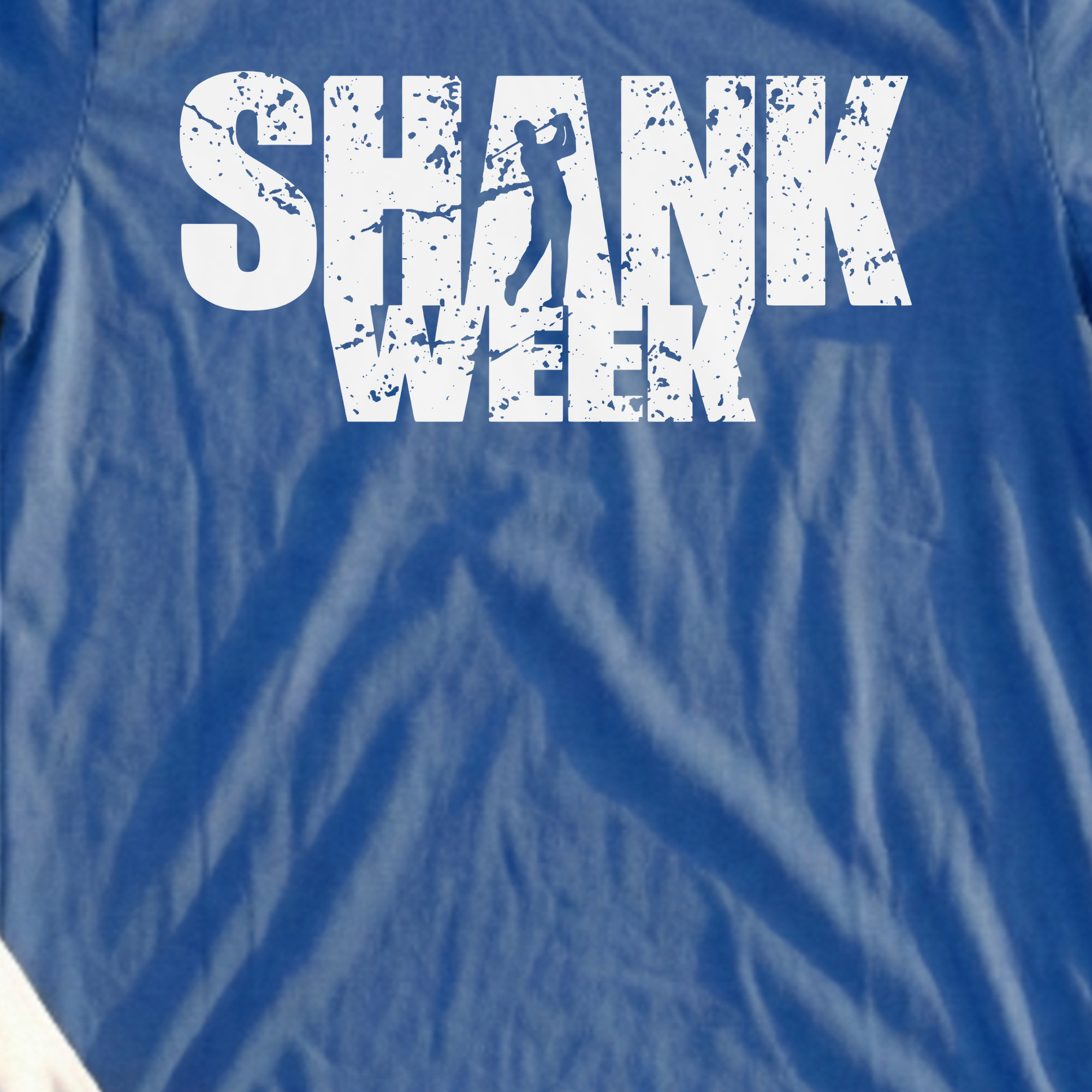 Shank Week Tee, print close-up on Royal