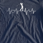 Golf Heartbeat Line Premium Tee, print close-up on True Navy