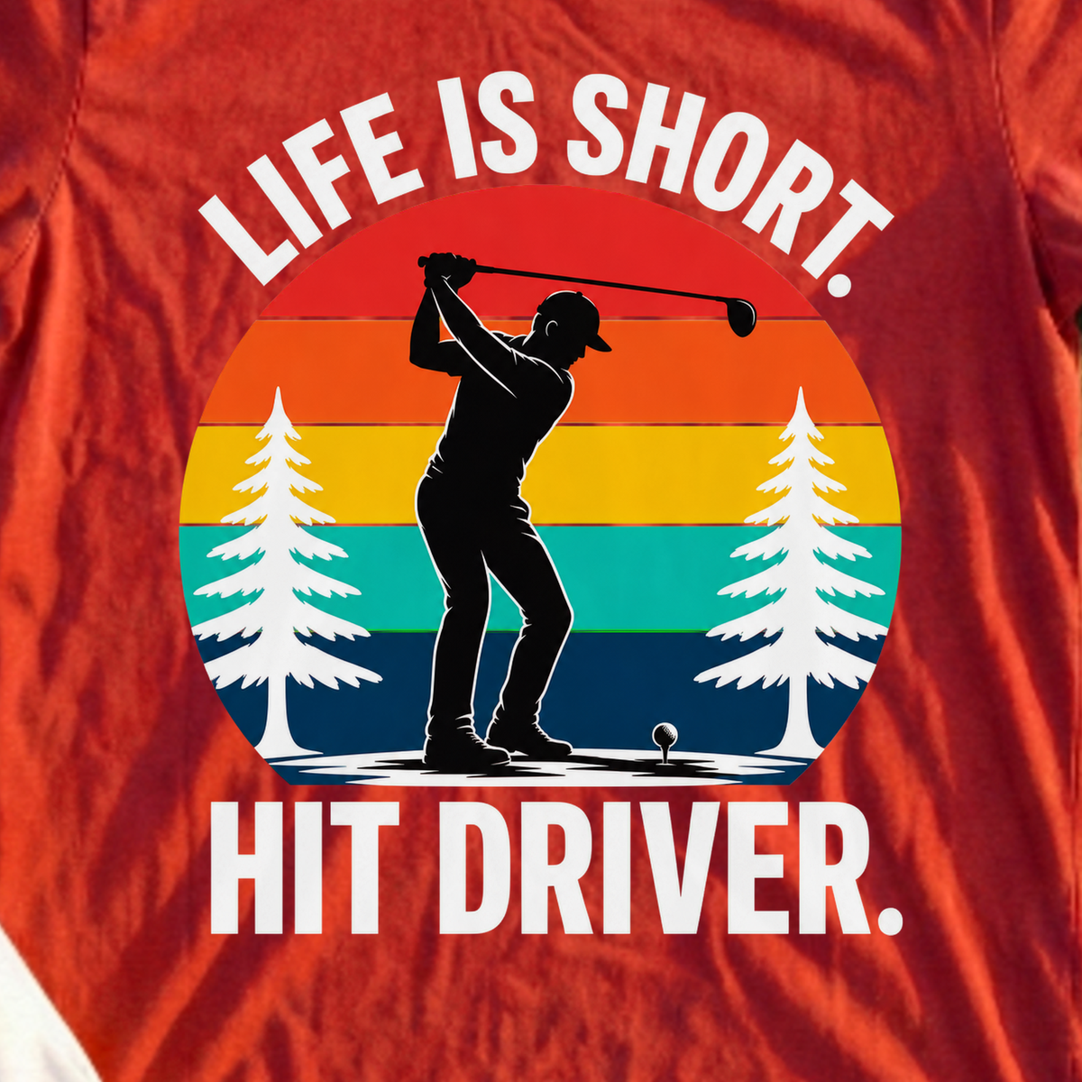 Life Is Short Tee, print close-up on Red