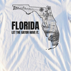 Florida Let The Gator Have It Tee, print close-up on White