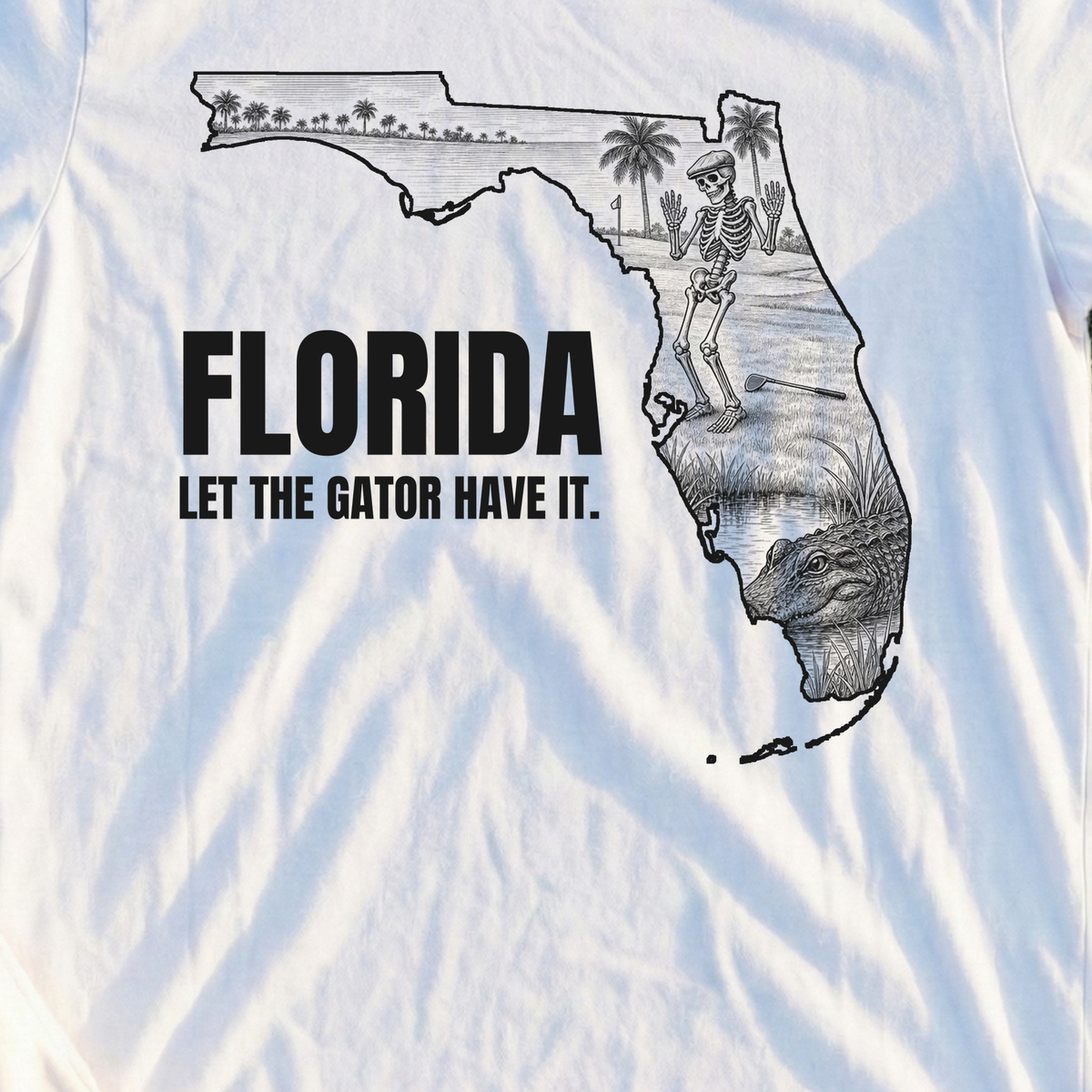 Florida Let The Gator Have It Tee, print close-up on White