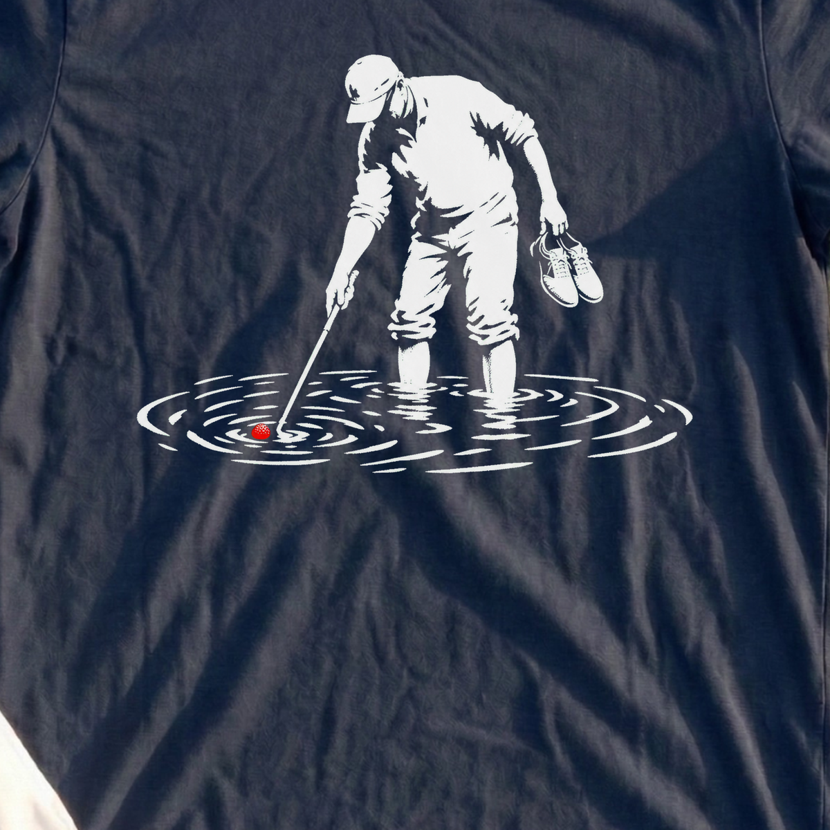 Wading In Tee, print close-up on Navy