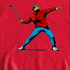Club Thrower Pop Art Sweatshirt, print close-up on Red
