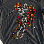 Autumn Skeleton Swing Tee, print close-up on Black