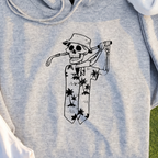 Tropical Skeleton Hoodie, print close-up on Sport Grey