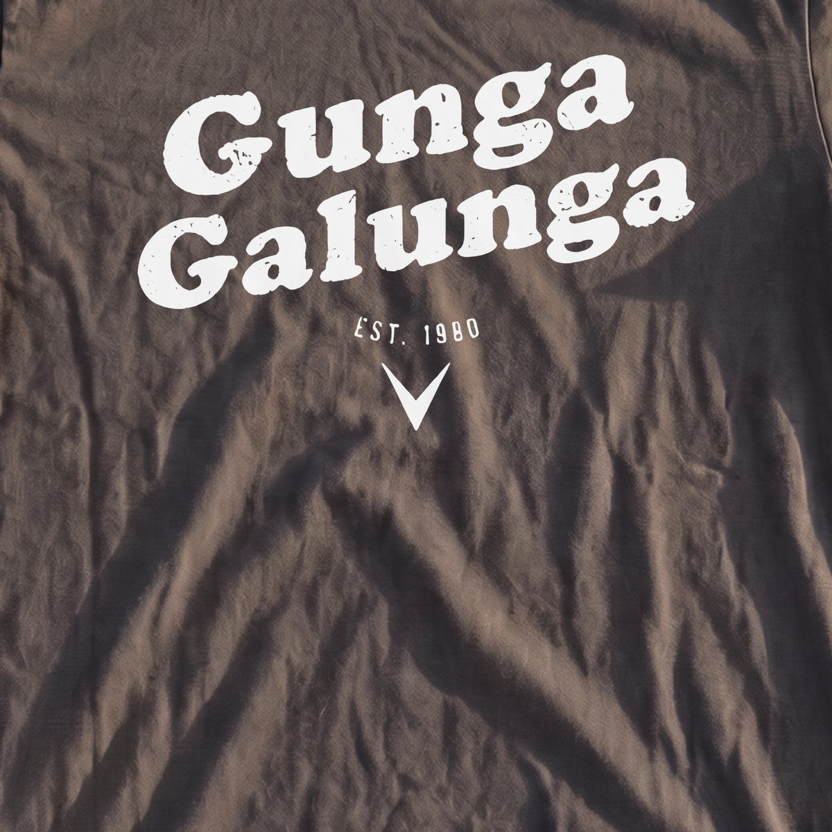 Gunga Galunga 1980 Premium Tee, print close-up on Pepper