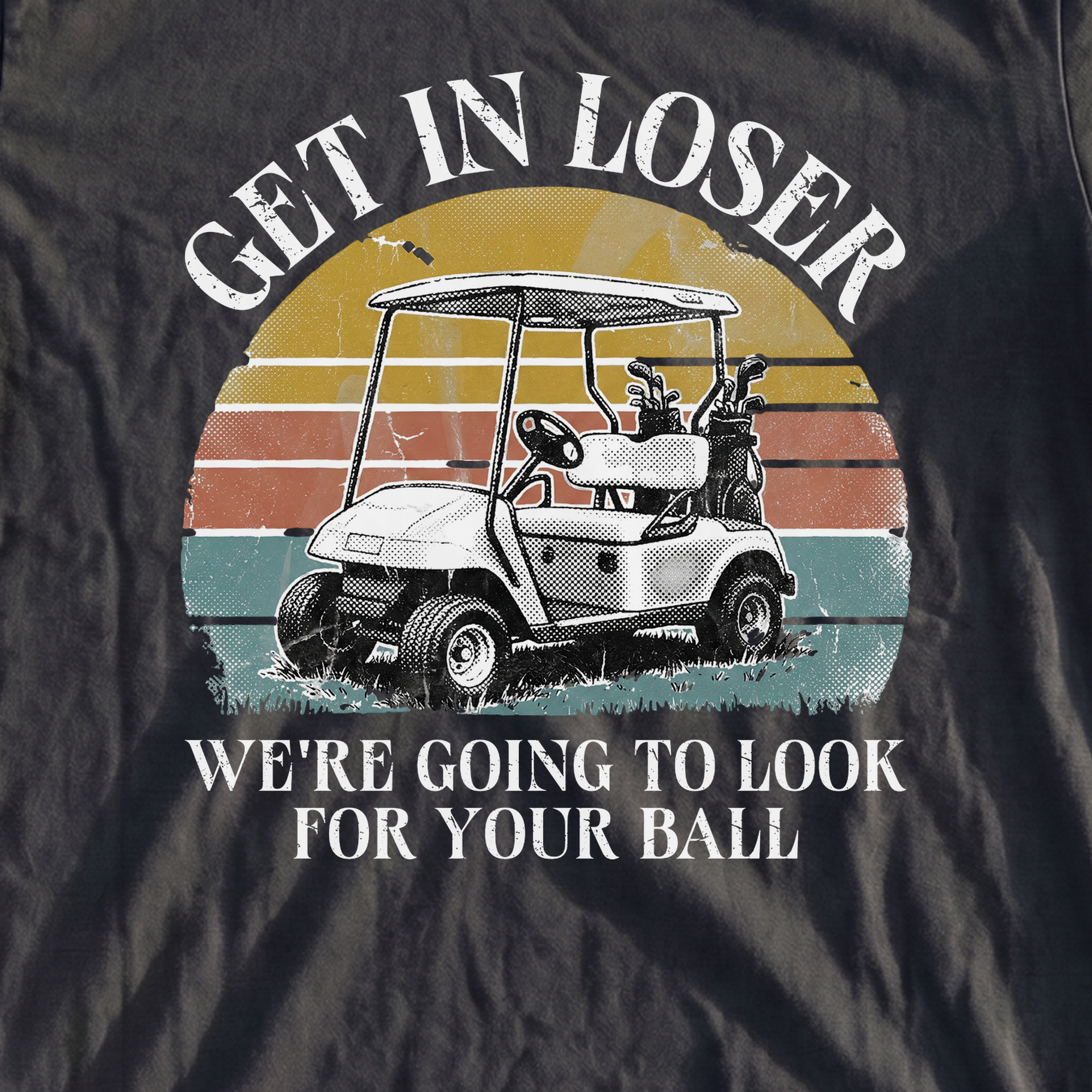 Get In Loser Heavyweight Tee, print close-up on Pepper
