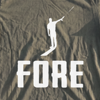 FORE! Premium Tee, print close-up on Moss