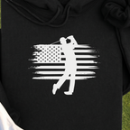 USA Flag Golfer Hoodie, print close-up on Black