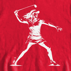 Angry Female Golfer Sweatshirt, print close-up on Red