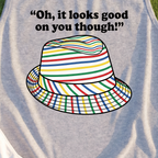 Looks Good On You Though Tank, print close-up on Sport Grey
