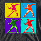 Club Thrower Pop Art Grid Tee, print close-up on Black