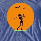 Halloween Moon Premium Tee, print close-up on Mystic Blue